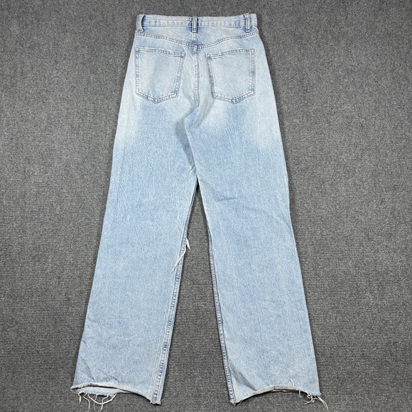 Zara Jeans Womens 10 Blue High Rise Straight Leg Denim Classic Casual Distressed - Picture 2 of 12